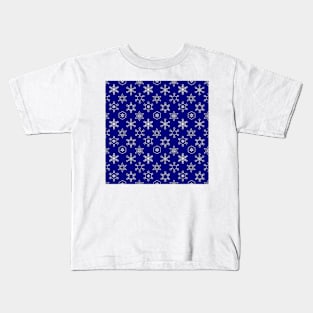 Assorted Snowflakes on Blue Repeat Kids T-Shirt